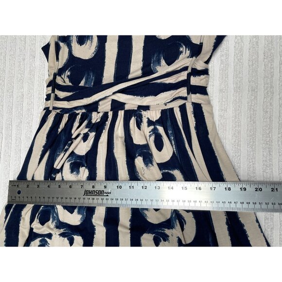 Maeve Womens Keyhole Neck Stripe A-Line Belted Dress Size Large Blue Sleeveless - Picture 8 of 10